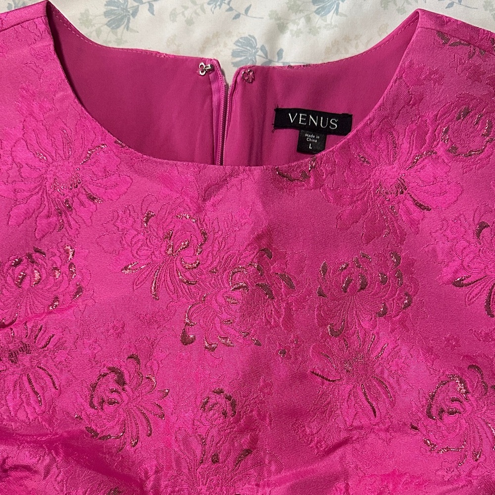 VENUS Vibrant Pink Embroidered Dress